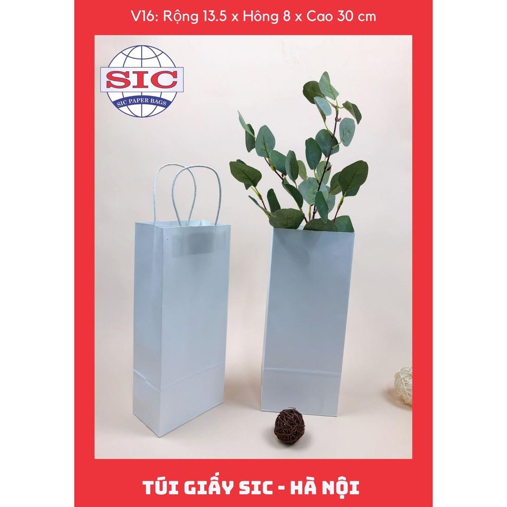 10 CHIẾC TÚI GIẤY KRAFT V16: 13.5x8x33 MÀU TRẮNG CÓ QUAI