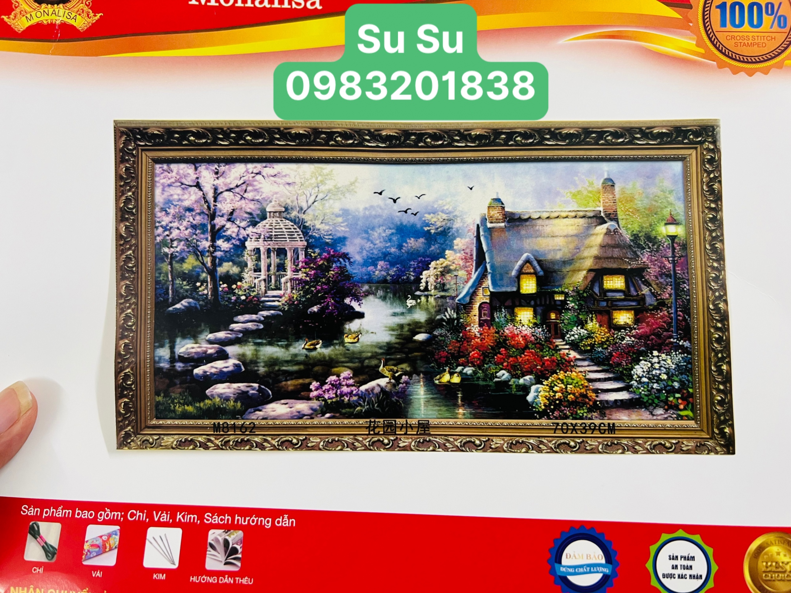Tranh thêu chữ thập Miền quê Thanh Bình LV3031, kích thước 100 x 50 cm