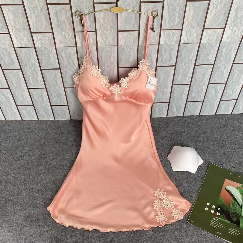 Đầm Ngủ HISEXY Lụa Satin Phối Ren Hoa Kèm Mút Ngực MD26