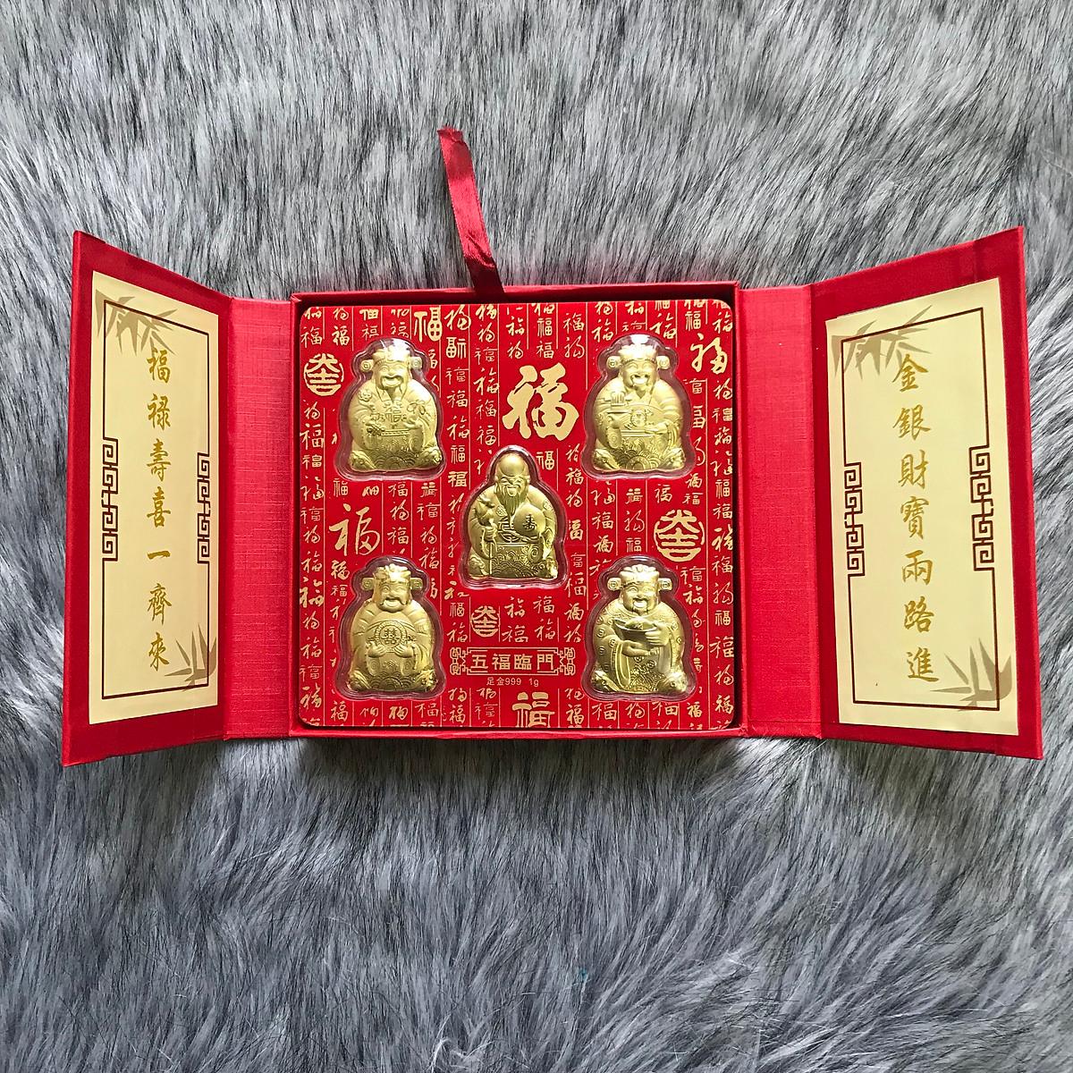 Bộ Ngũ Phúc - PHÚC LỘC THỌ TÀI HỶ Vàng Biểu Tượng Phát Tài Phát Lộc - Quà Biếu Độc Đáo Tặng Dành Người Thân - ECOINS