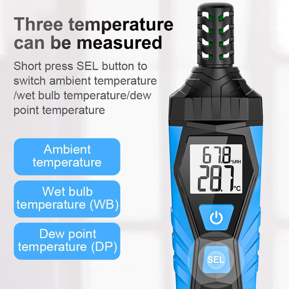 Handheld Digital LCD Display Temperature and Humidity Monitoring Meter Multifunctional Hygrothermograph ℃ and ℉ Switchable