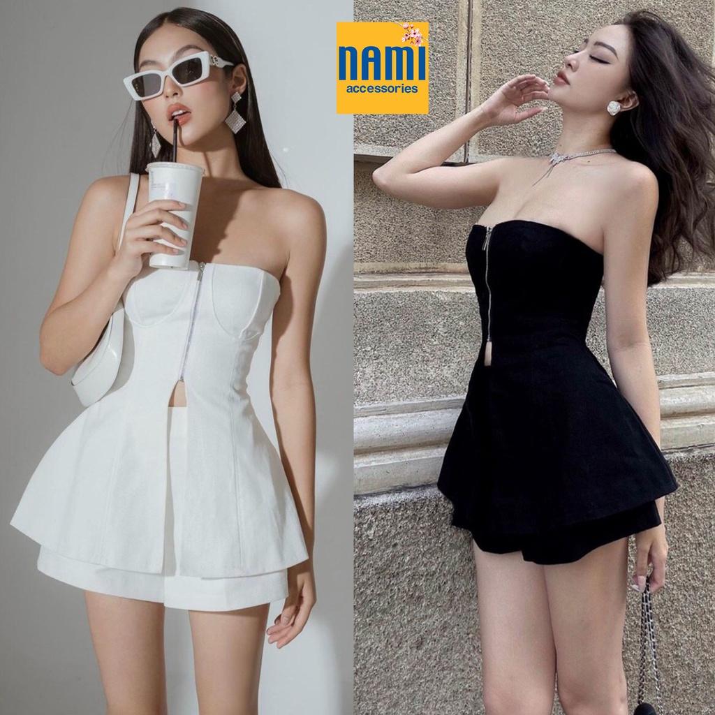 ( HÀNG CHUẨN ĐẸP ) Set áo ống khoá kéo kèm quần short style cá tính sexy cuốn hút Nanami - ATNU050