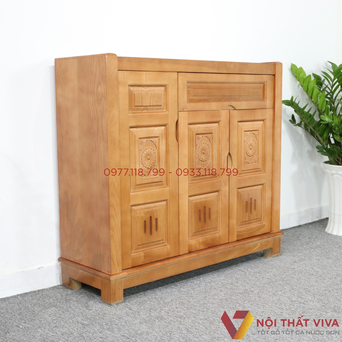 Tủ Giày Dép Gỗ Sồi 3 Cánh 2 Ngăn Kéo Đẹp Giá Rẻ