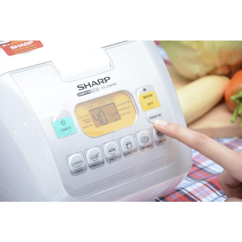 Nồi cơm điện tử Sharp KS-COM18V - Trắng 1.8 L - Hàng chính hãng