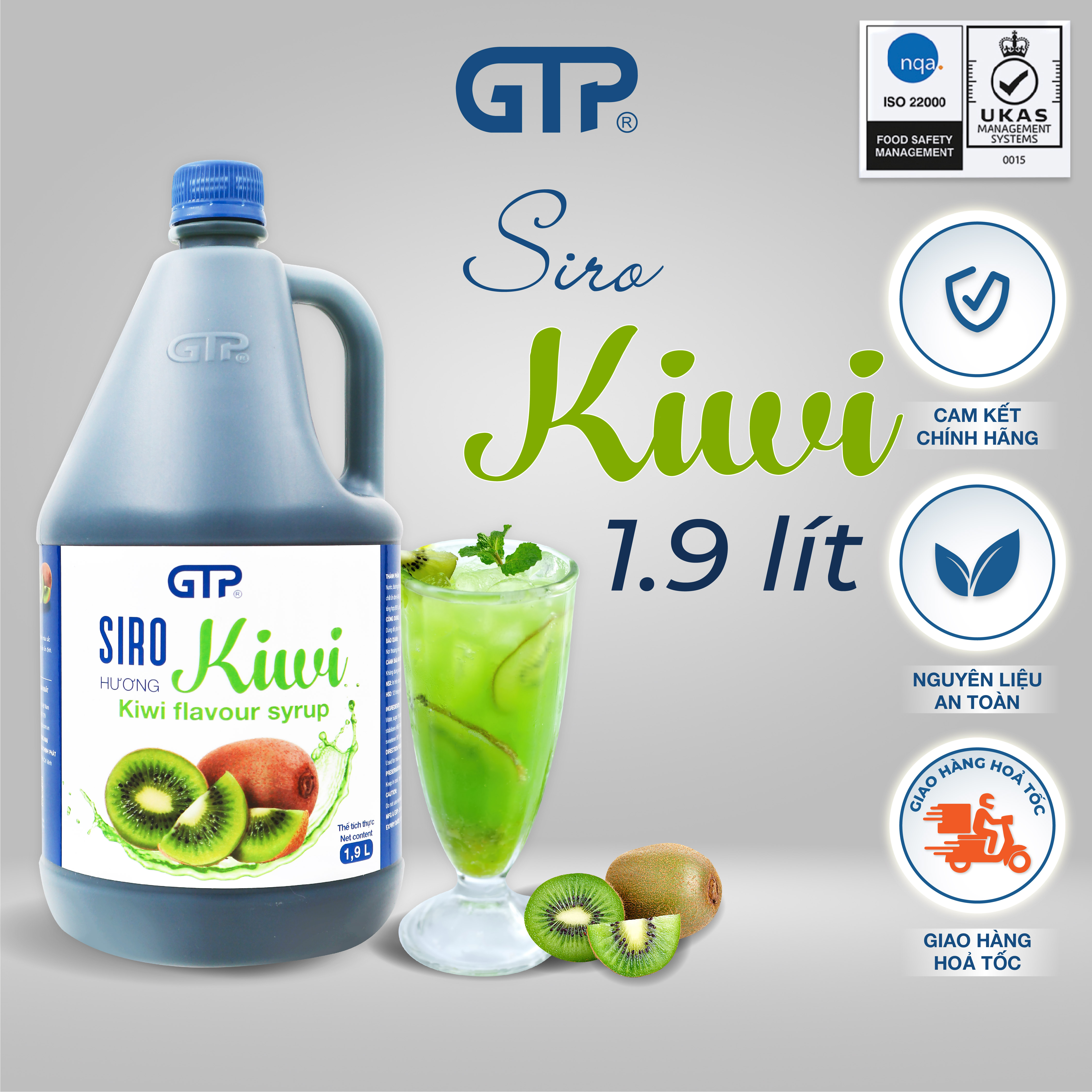 Siro Kiwi GTP - Chuyên dùng pha chế: Trà sữa, Trà trái cây, Cocktail, Mocktail…