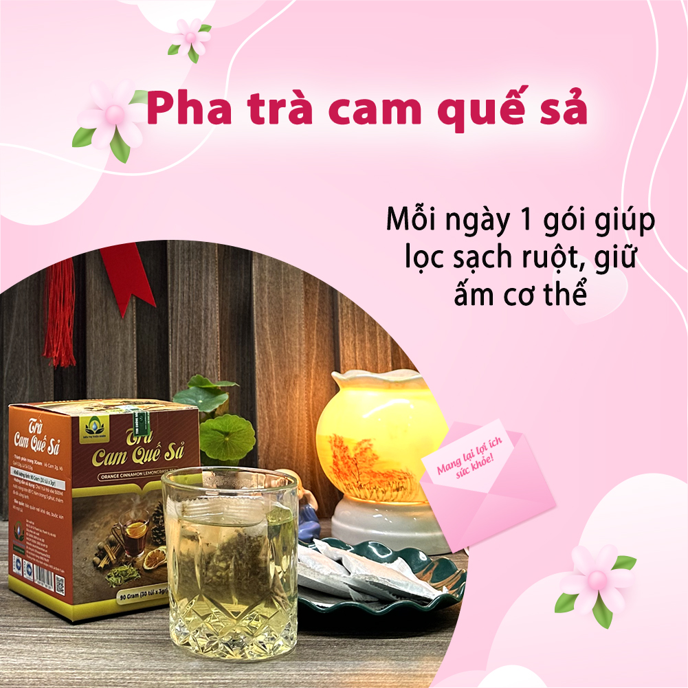 Trà Cam Quế Sả Mix Hộp 30 Gói Túi Lọc Của Siêu Thị Thiên Nhiên Tốt Tiêu Hoá, Giữ Ấm Cơ Thể