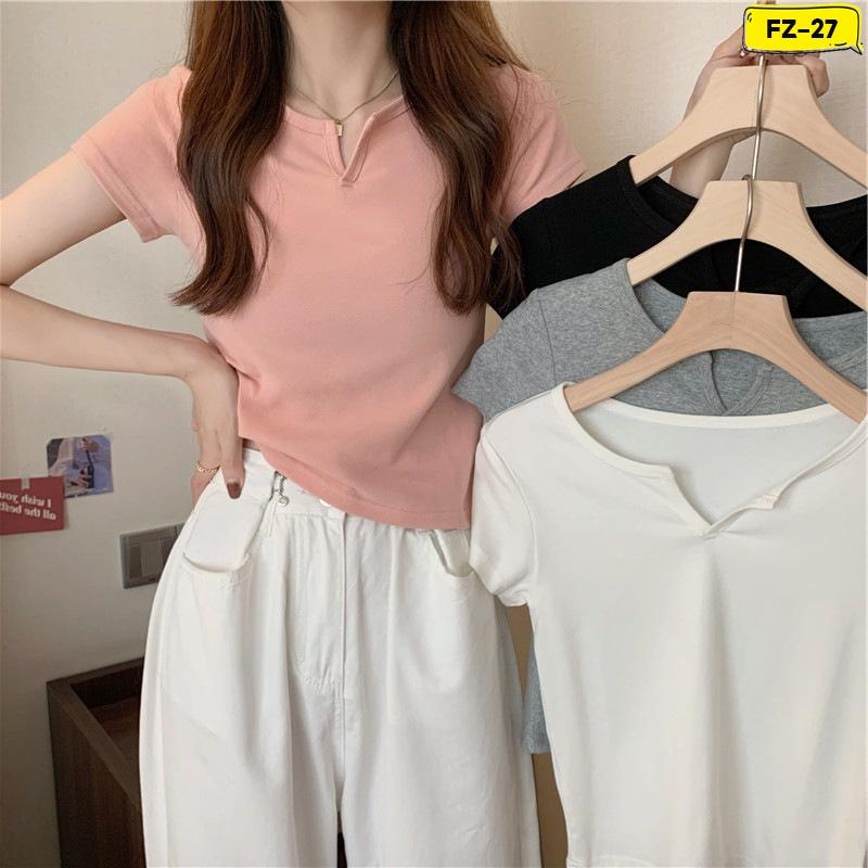 Áo Thun Nữ Cổ Xẻ Bóp Eo Chất Liệu Cotton Kích Cỡ Freesize FZ-027