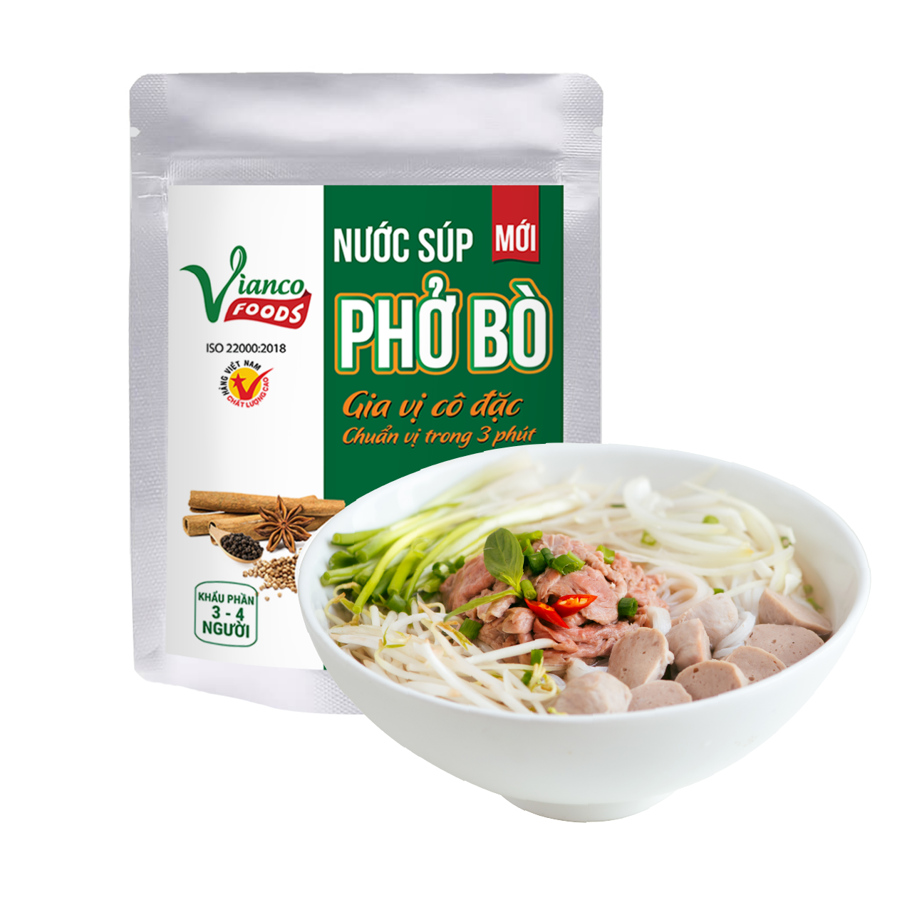 Combo 03 Túi Nước Súp Phở Bò Viêt Ấn (200ml/túi)