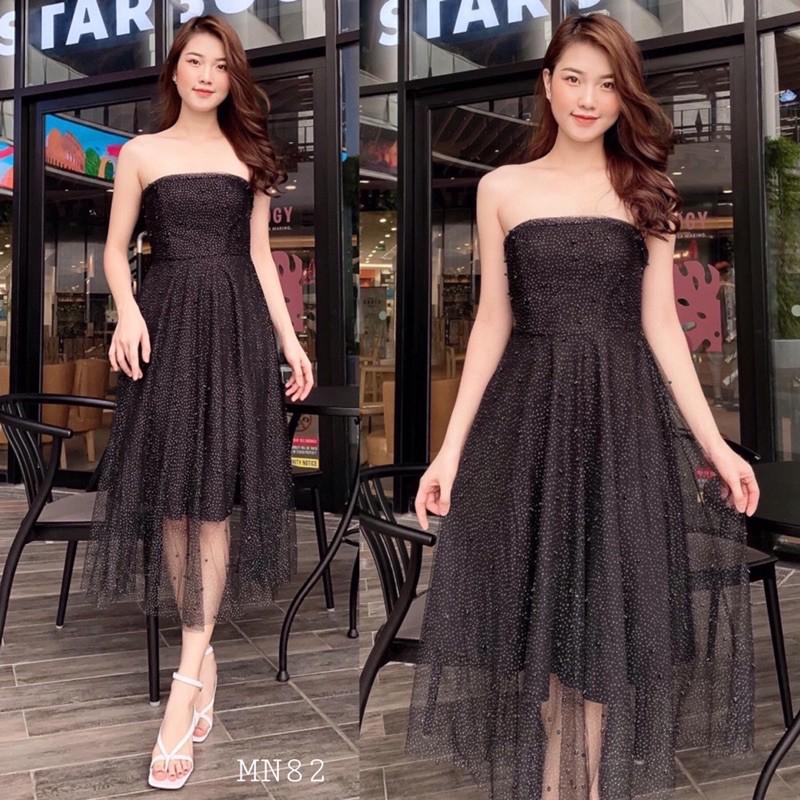 Đầm cúp ngực đầm xoè cúp ngực đầm dự tiệc kim tuyến quyến rũ - MN82 - Đầm Váy Mina