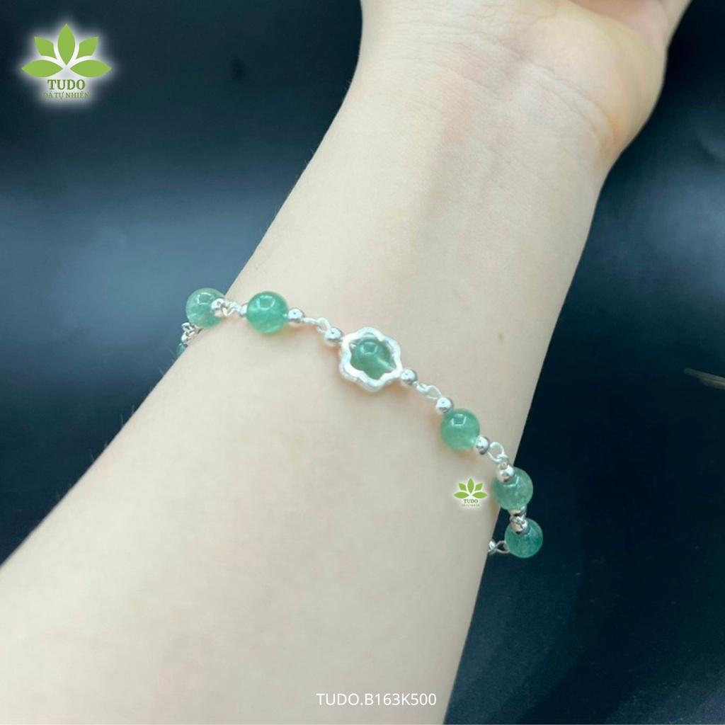 Vòng Tay Nữ Đẹp - Vòng Phong Thủy Mệnh Mộc Thổ TUDO B163K500 VCBTADX Charm Bạc Hình Lá, có dây Freesize