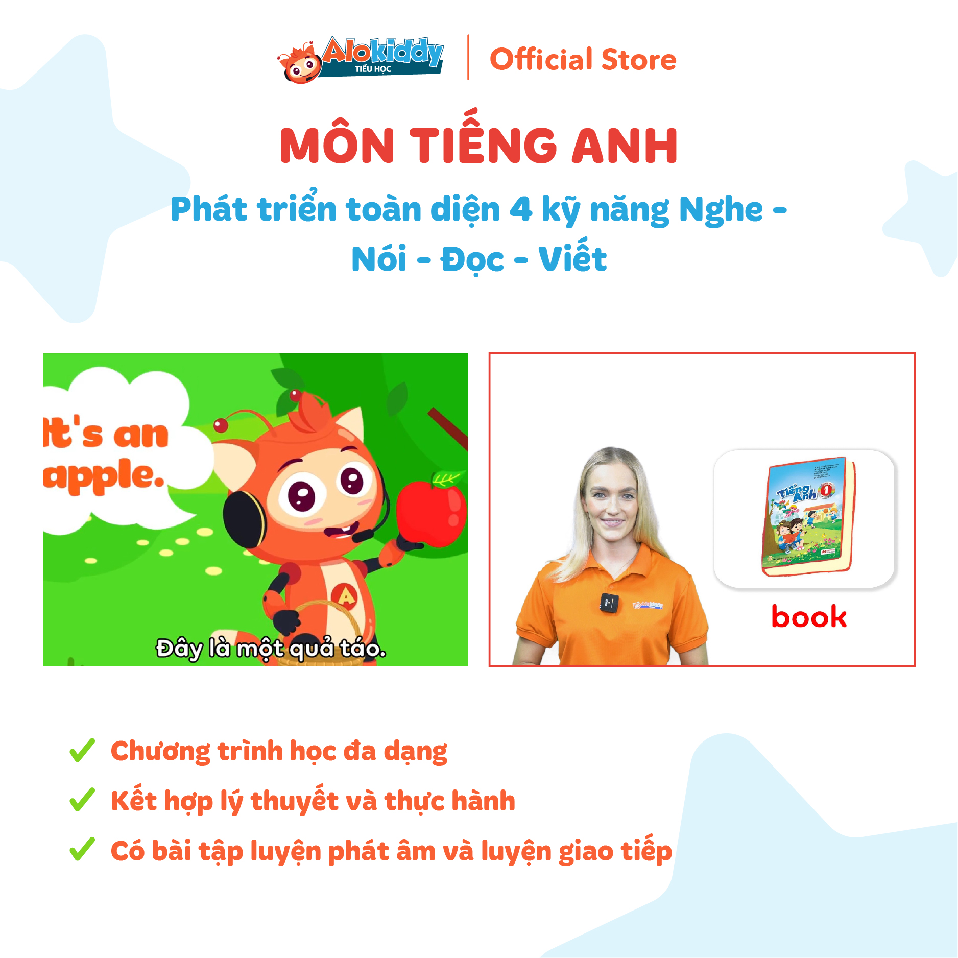 App học Toán Tiếng Việt Tiếng Anh dành cho trẻ 6-10 tuổi ALOKIDDY TIỂU HỌC Mã kích hoạt áp dụng toàn quốc