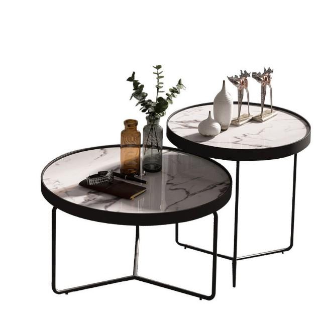 Bàn sofa đôi mặt đá nghệ thuật thiết kế khung viên ngoài