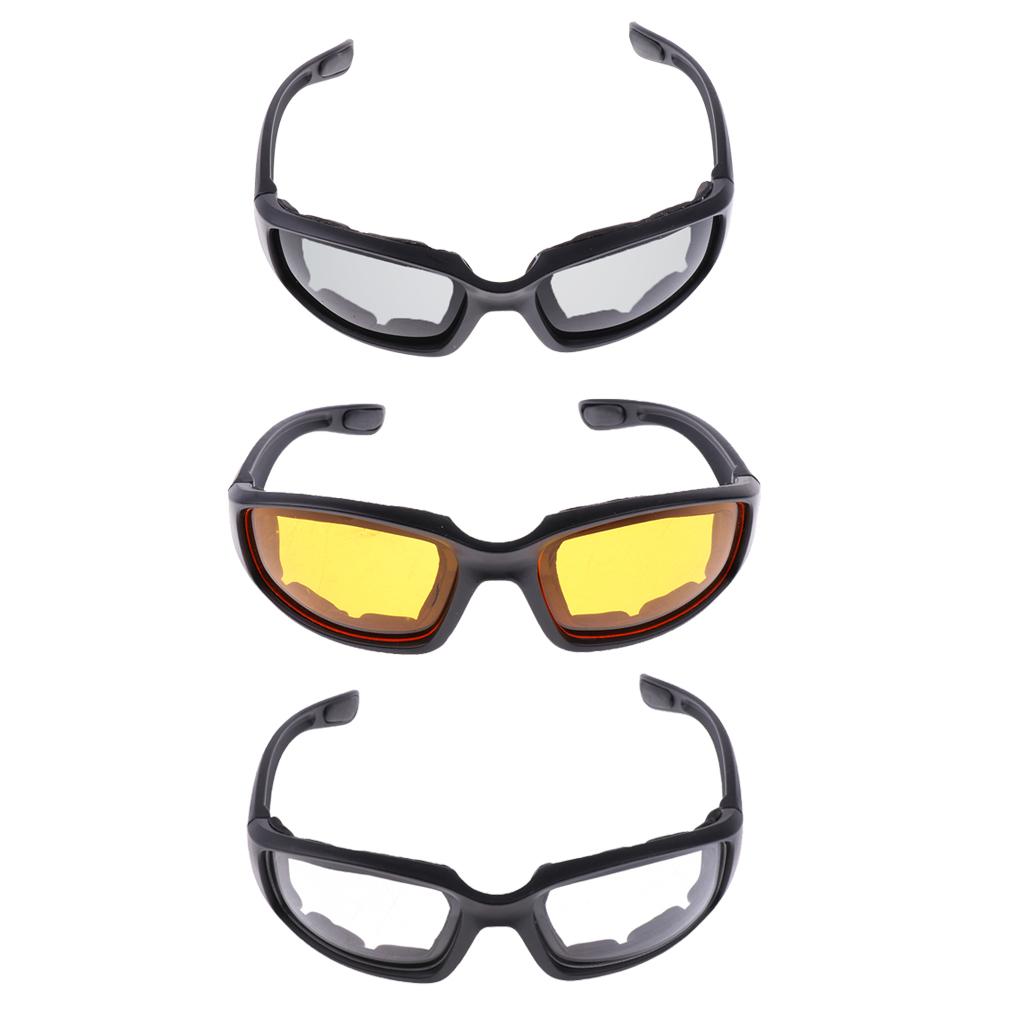 3Pack Motorcycle Riding Glasses Goggles UV Protection Windproof Motocross