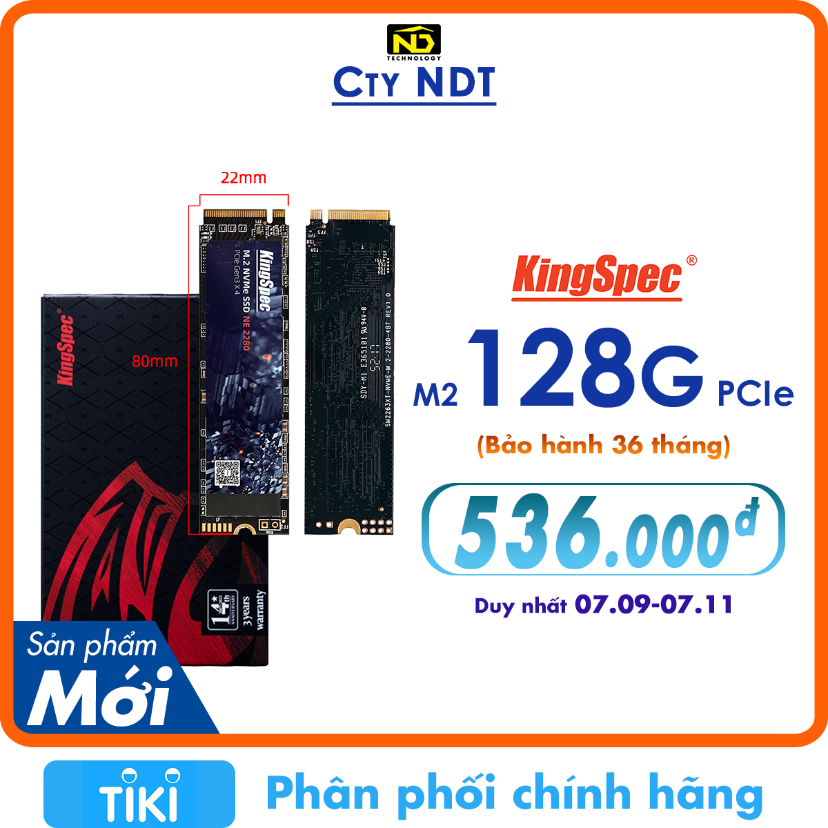 Ổ cứng SSD KingSpec 128GB / NE - 128G , M2 PCIe NVMe - Hàng Chính Hãng