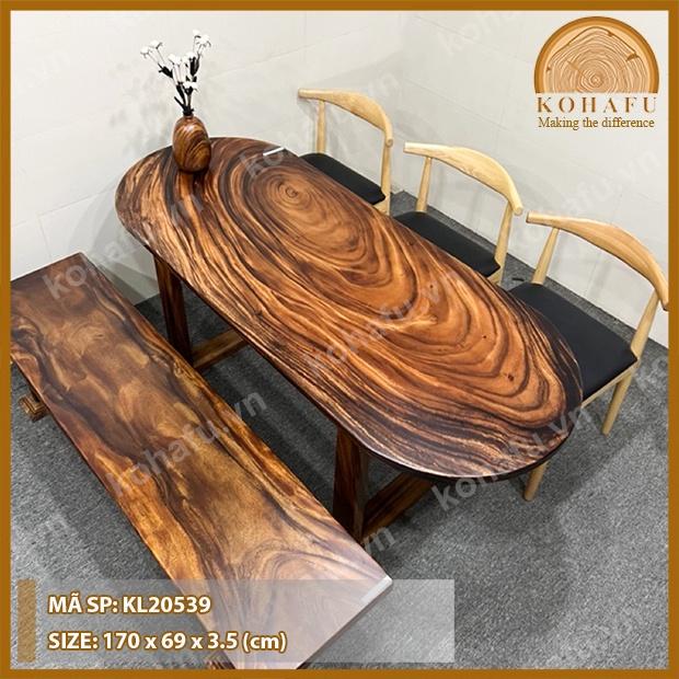 Bàn Dài Oval Me Tây Nguyên Tấm Siêu Vân