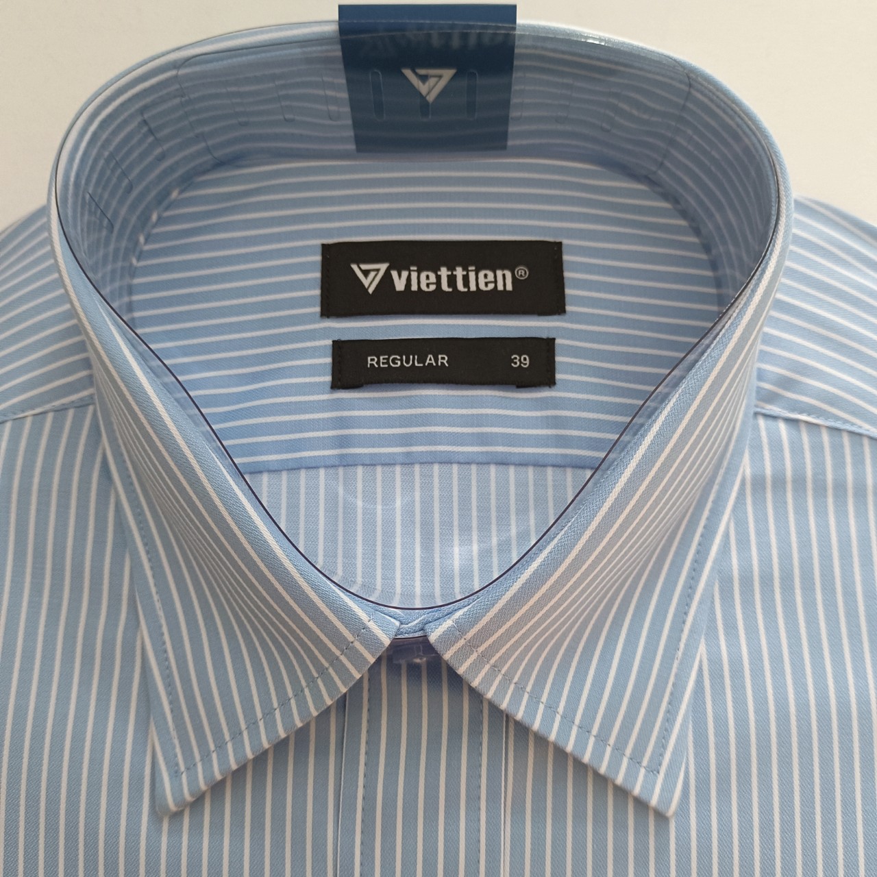 Viettien- Áo sơ mi nam Việt Tiến dài tay Việt Tiến mã 1P0499NT4/L3 thanh lịch, sang trọng từ sợi Cotton