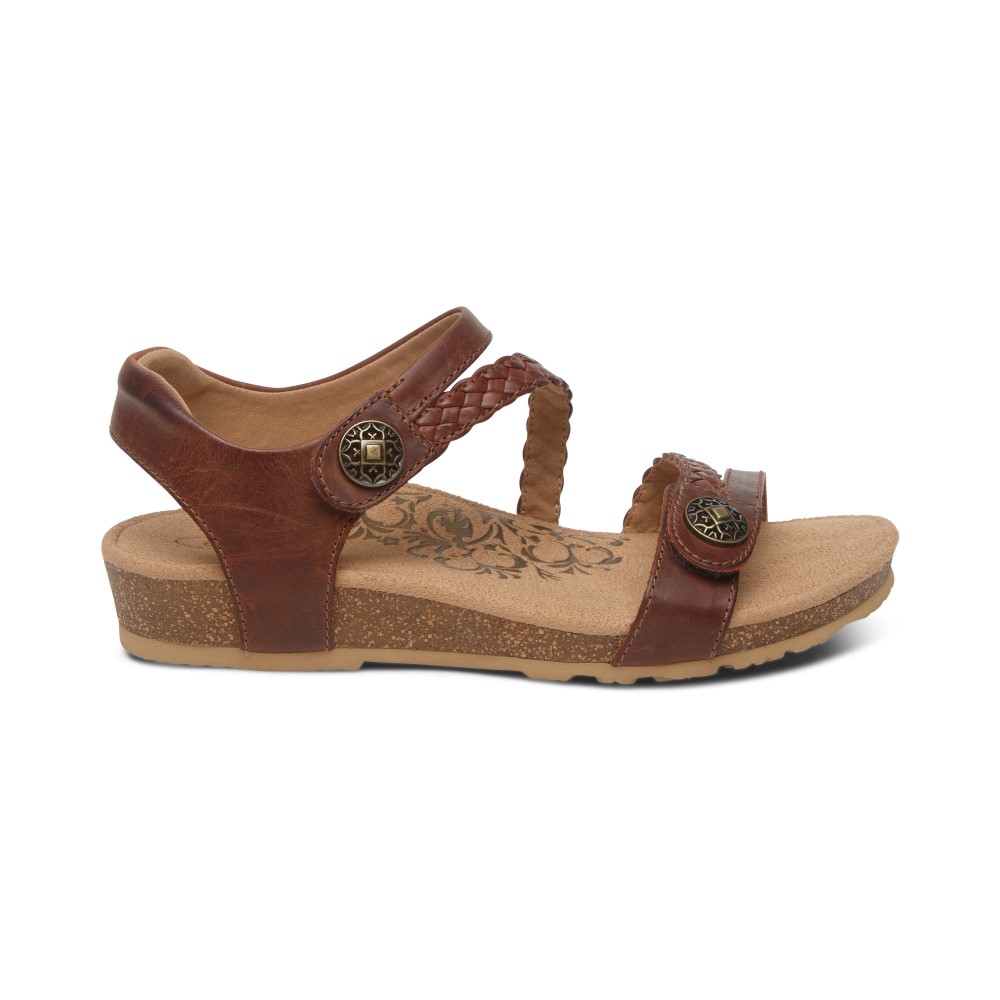 Sandal sức khoẻ nữ Aetrex Jillian Walnut - giày đệm mềm giảm đau chân