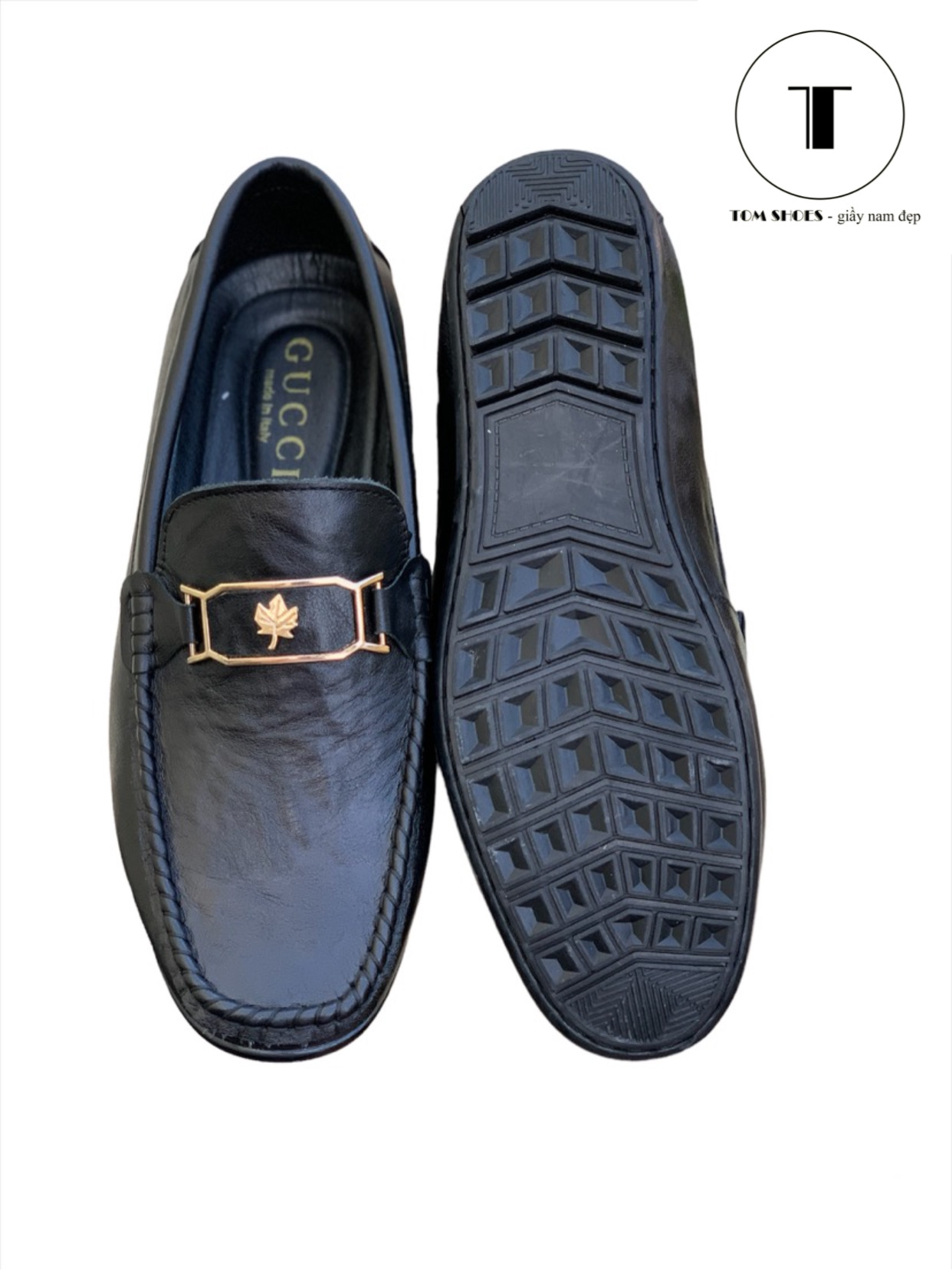 Giầy mọi lười nam da bò Tomshoes, cam kết da thật 100%