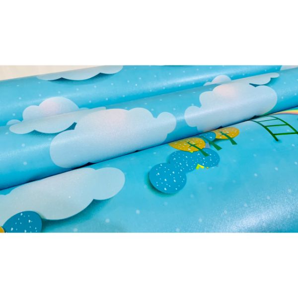 Decal cuộn dán tường có sẵn keo - decal dán phòng em bé - decal dán tường cầu vồng mây xanh