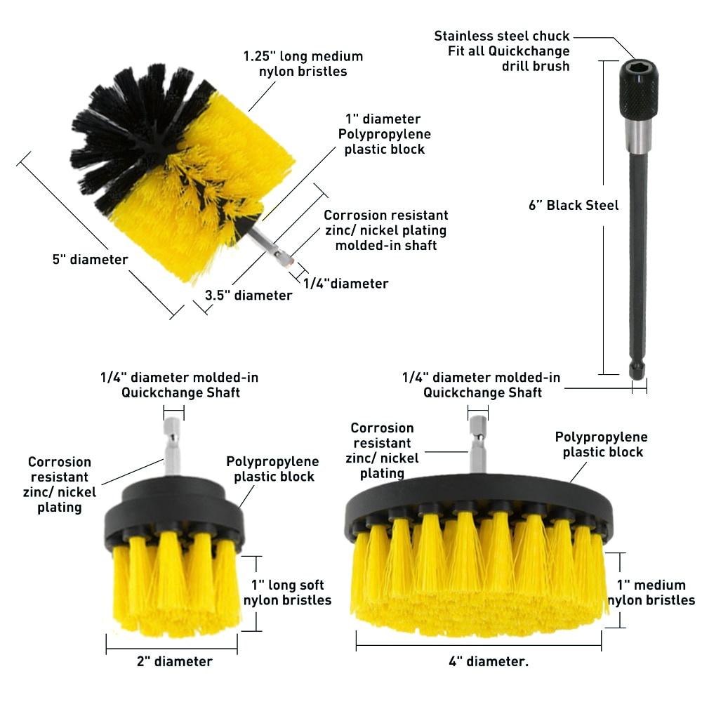 Electric Power Scrubber Drill Brush Kit Bathroom Tile Grout Drill Brush Plastic Round Nylon Carpet Glass Brushes Cleaning Tool