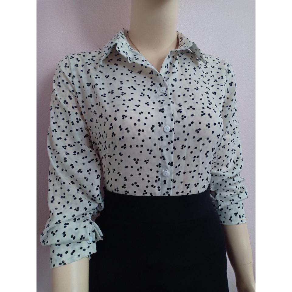Áo sơ mi nữ lụa bóng họa tiết A 4113 đủ size 40-90kg