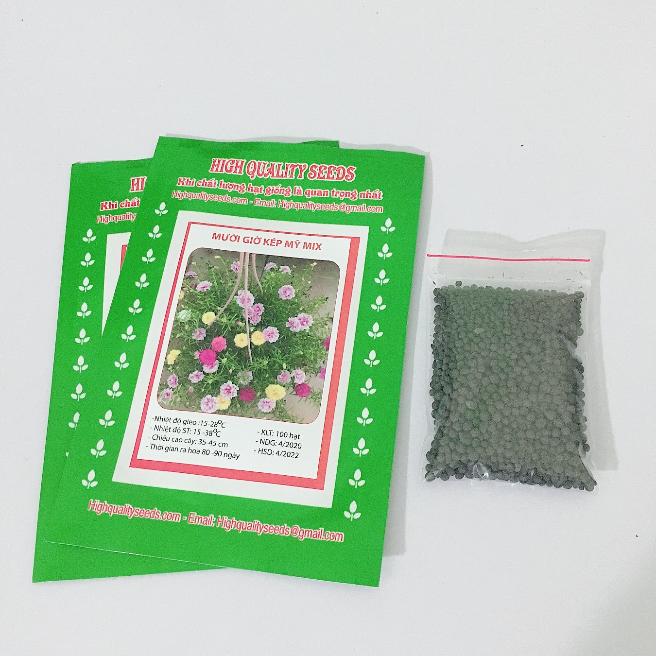 Combo 02 Gói 100 Hạt Giống Hoa Mười Giờ Kép Nhiều Màu - Tặng Kèm Phân Bón