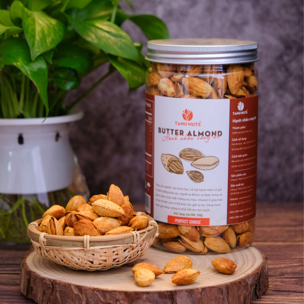 Hạt hạnh nhân rang bơ TANU NUTS, hạnh nhân nhập khẩu Mỹ tốt cho người ăn kiêng, giảm cân