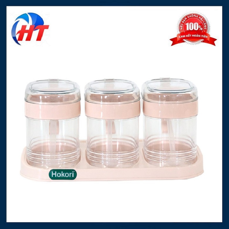 BỘ 3 LỌ ĐỰNG GIA VỊ HOKORI - HT