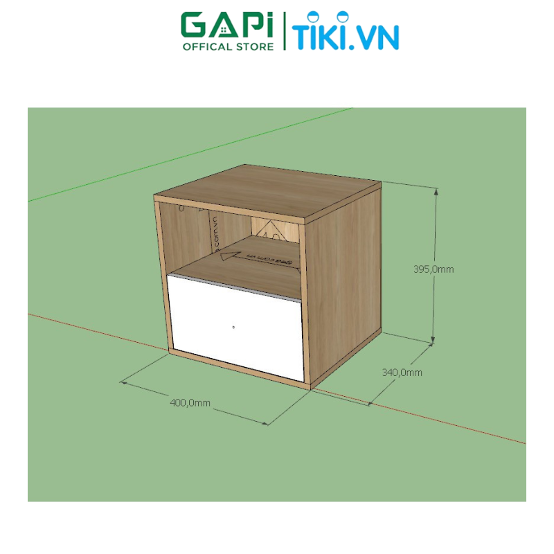 Tủ đầu giường GAPI có ngăn gỗ phối trắng, tab đầu giường tạo điểm nhấn cho không gian GP109