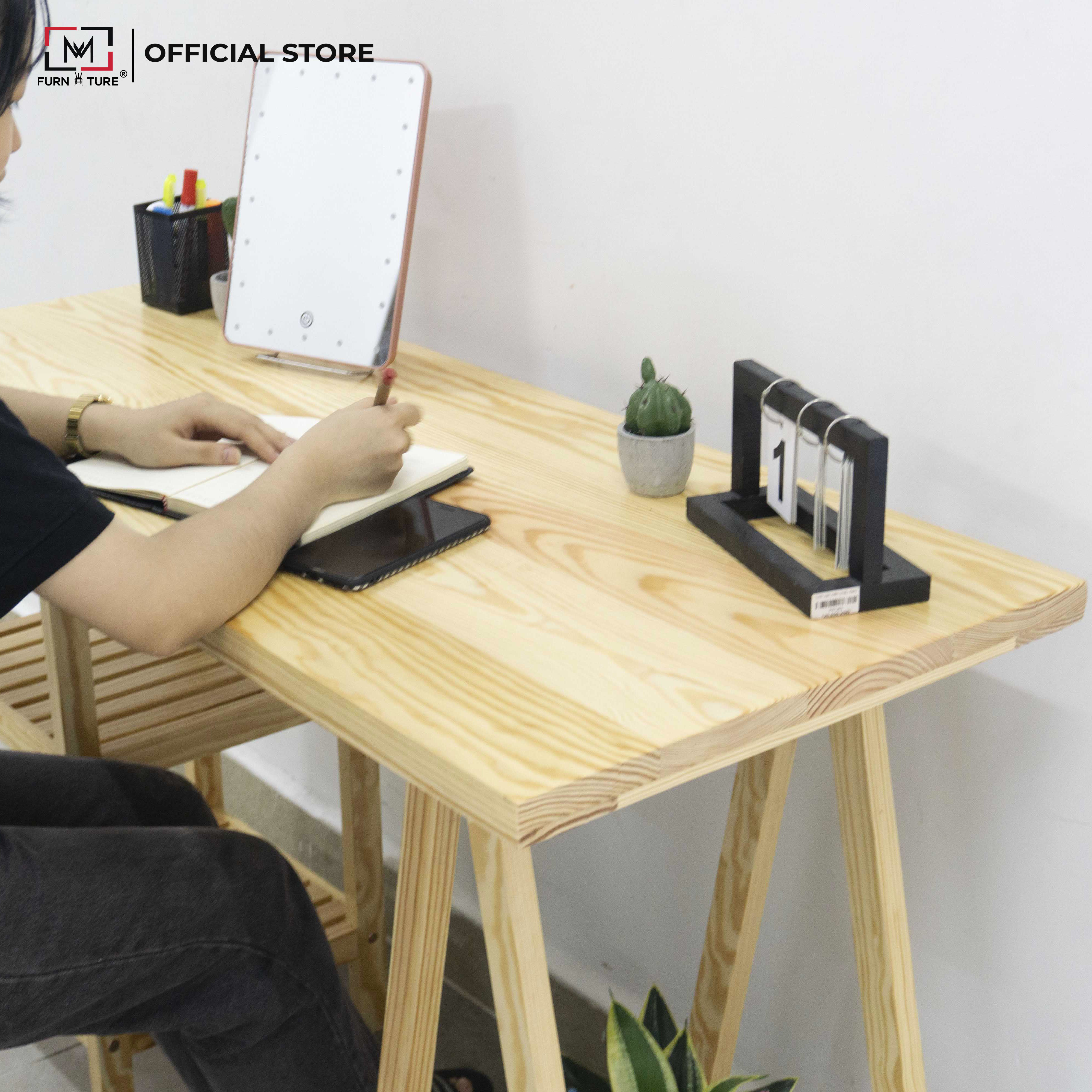 BÀN LÀM VIỆC ĐA NĂNG CHÂN THÁP MÀU GỖ MWFURNITURE - STANDING TOWER TABLE NATURAL