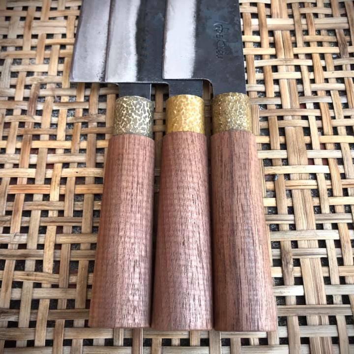 Dao bếp bộ 4 dao nhà bếp chất lượng cao làm 100% từ thép nhíp xe oto do nghệ nhân Học Kiều rèn thủ công 100