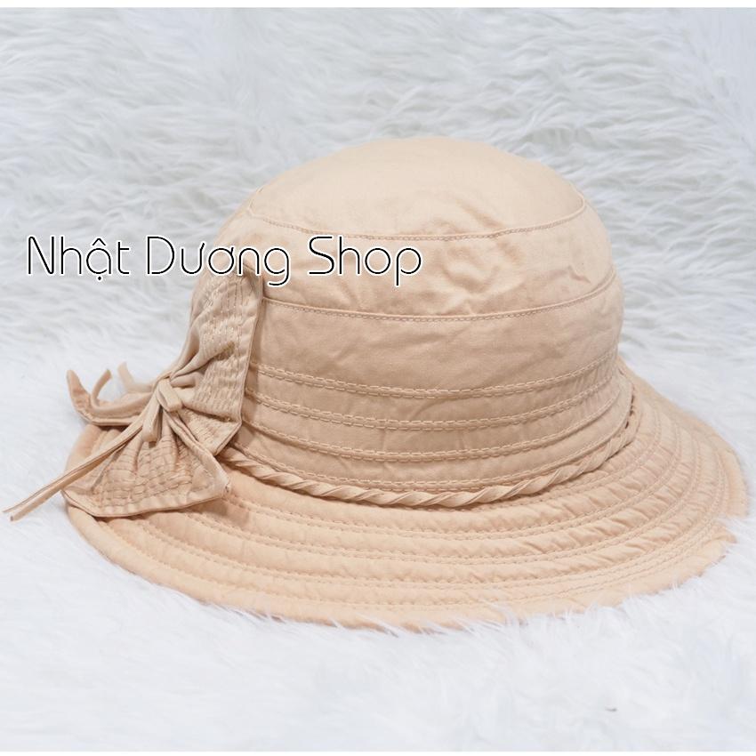 Nón bo vành rộng 7cm mũ tai bèo vành tròn gắn nơ rích rắc- Chất liệu cotton cao cấp phù hợp cho các bạn nữ