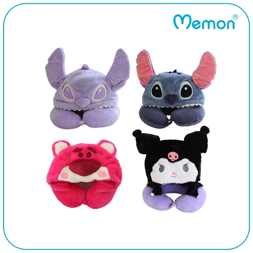 Gối Kê Cổ Kèm Nón Cao Cấp Memon (Gối Cổ Kuromi, Gối Cổ Stitch, Gối Cổ Lotso)