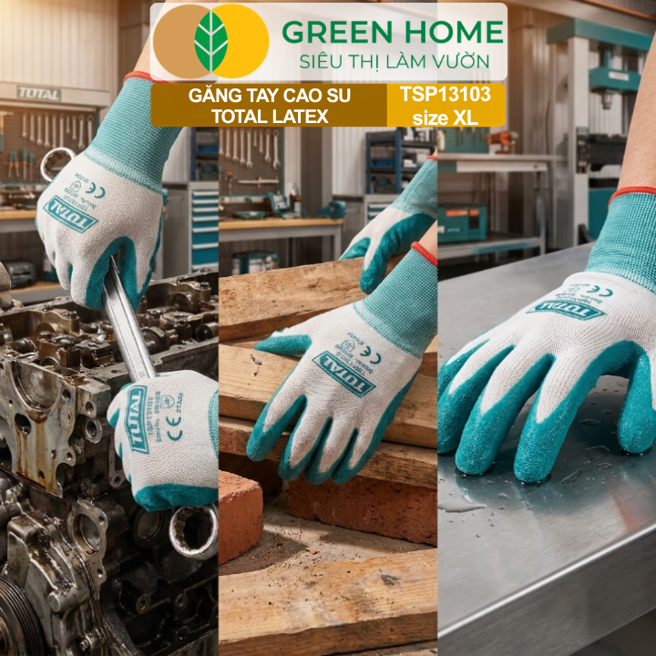 Găng Tay Cao Su Total TSP13103 GreenHome, Size XL – Làm Vườn, Chống Trơn Trượt, Bền Bỉ Cho Mọi Công Việc
