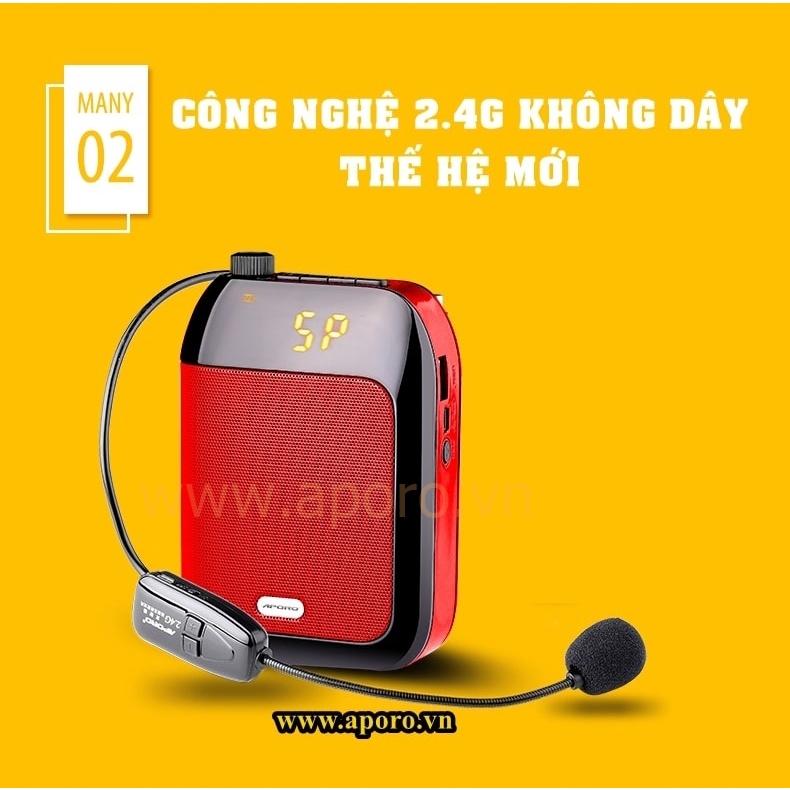 Máy Trợ Giảng Không Dây APORO T9. Bắt Sóng Cực Tốt, Hỗ Trợ Cắm Thẻ Nhớ ,USB,Hỗ Trợ Ghi Âm, Dễ Sử Dụng.Bảo Hành 12 Tháng