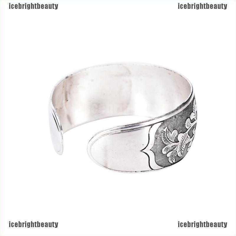 ICEB Beautiful New Tibetan Tibet Silver Totem Bangle Cuff Peony Bracelet Jewelry