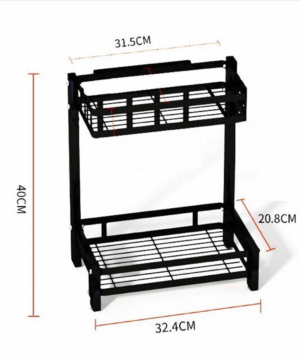 Kệ Nhà Bếp 2 Tầng Đa Năng Mhome MH0010 - Kệ Đựng Gia Vị Cao Cấp Sơn Tĩnh Điện Màu Đen Chắc Chắn, Tiện Lợi, Tiết Kiệm Không Gian