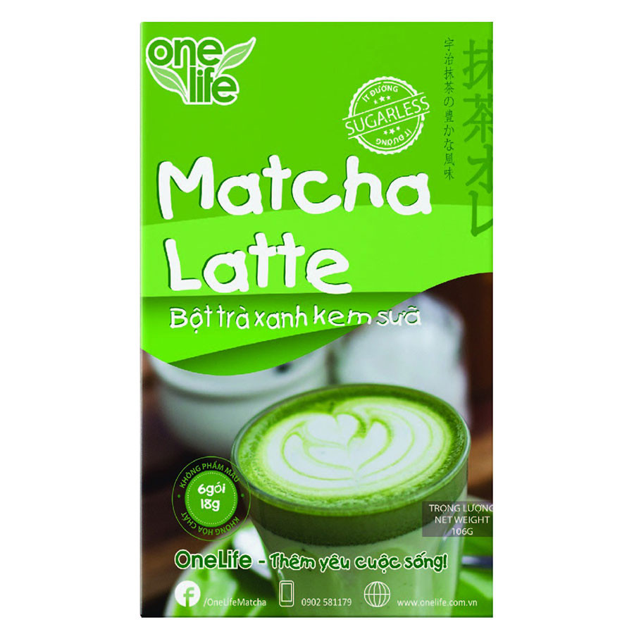 Trà Sữa Nhật Bản - Bột Trà Xanh Kem Sữa Matcha Latte OneLife (Hộp 6 gói)