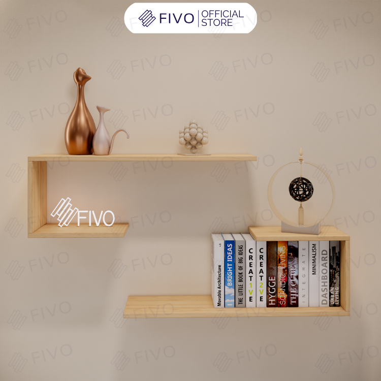 Combo 2 Kệ Gỗ Treo Tường Chữ J FIVO FB42 Thiết Kế Âm Tường, Đa Dạng Cách Trang Trí, Chịu Lực Tốt - Giá Rẻ