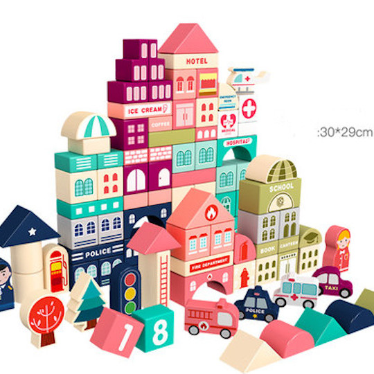 Bộ xếp hình bằng gỗ mô hình thành phố