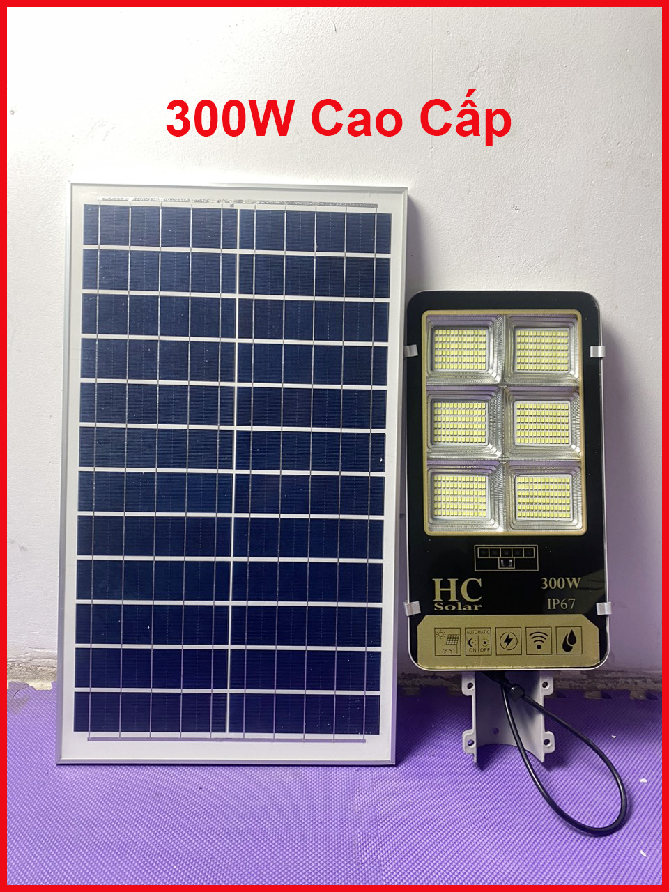 Đèn năng lượng mặt trời bàn chải 400W,300W &amp; 200W Vỏ nhôm, Tấm pin NLMT rời, Ánh sáng trắng- Đèn bàn chải