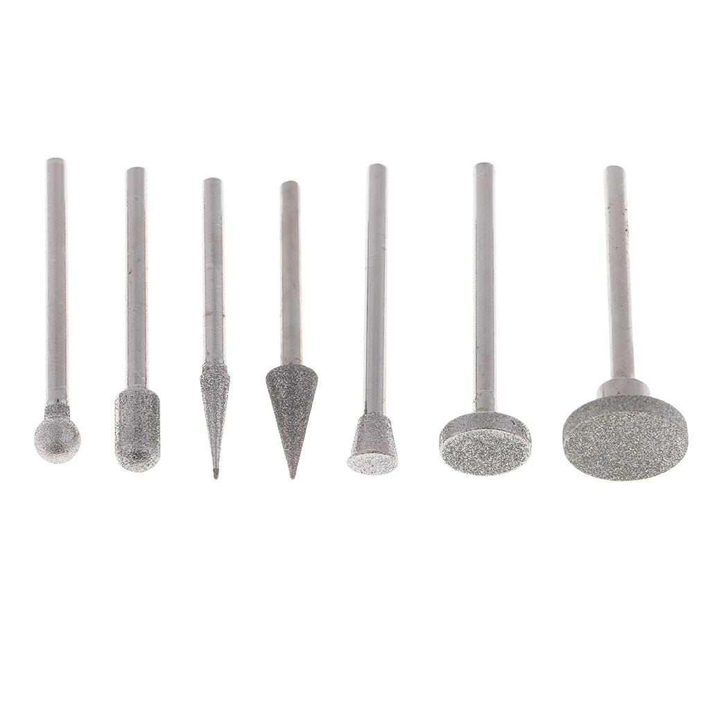 50 Pieces Professional Quality 1/8-Inch Shank Diamond Coated Rotary Burrs Set Fits Rotary Tools,Diamond Burr Set for Jewelry,Glass,Stone,Ceramic