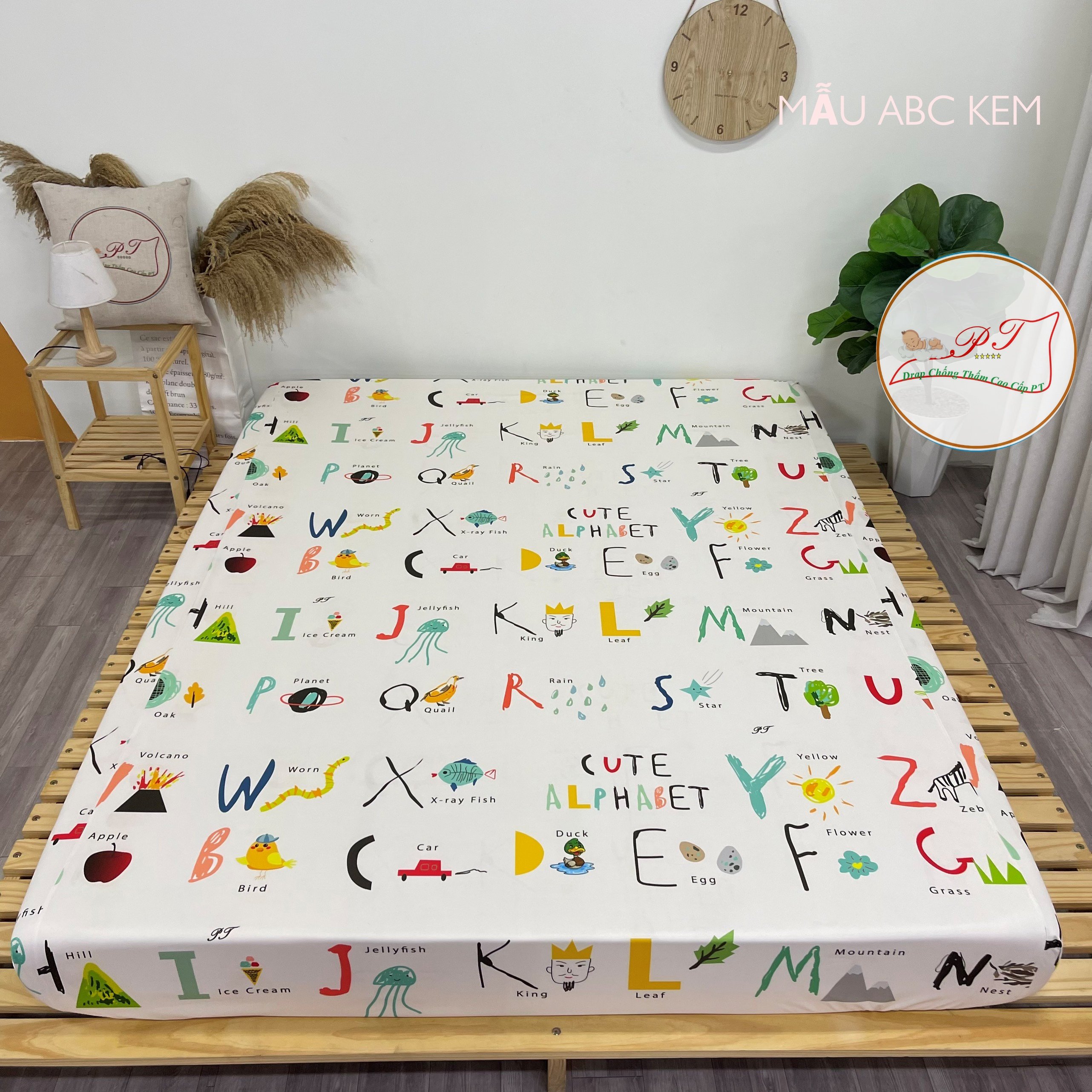 Ga Chống Thấm Cao Cấp PT Mẫu Họa Tiết ABC Kem
