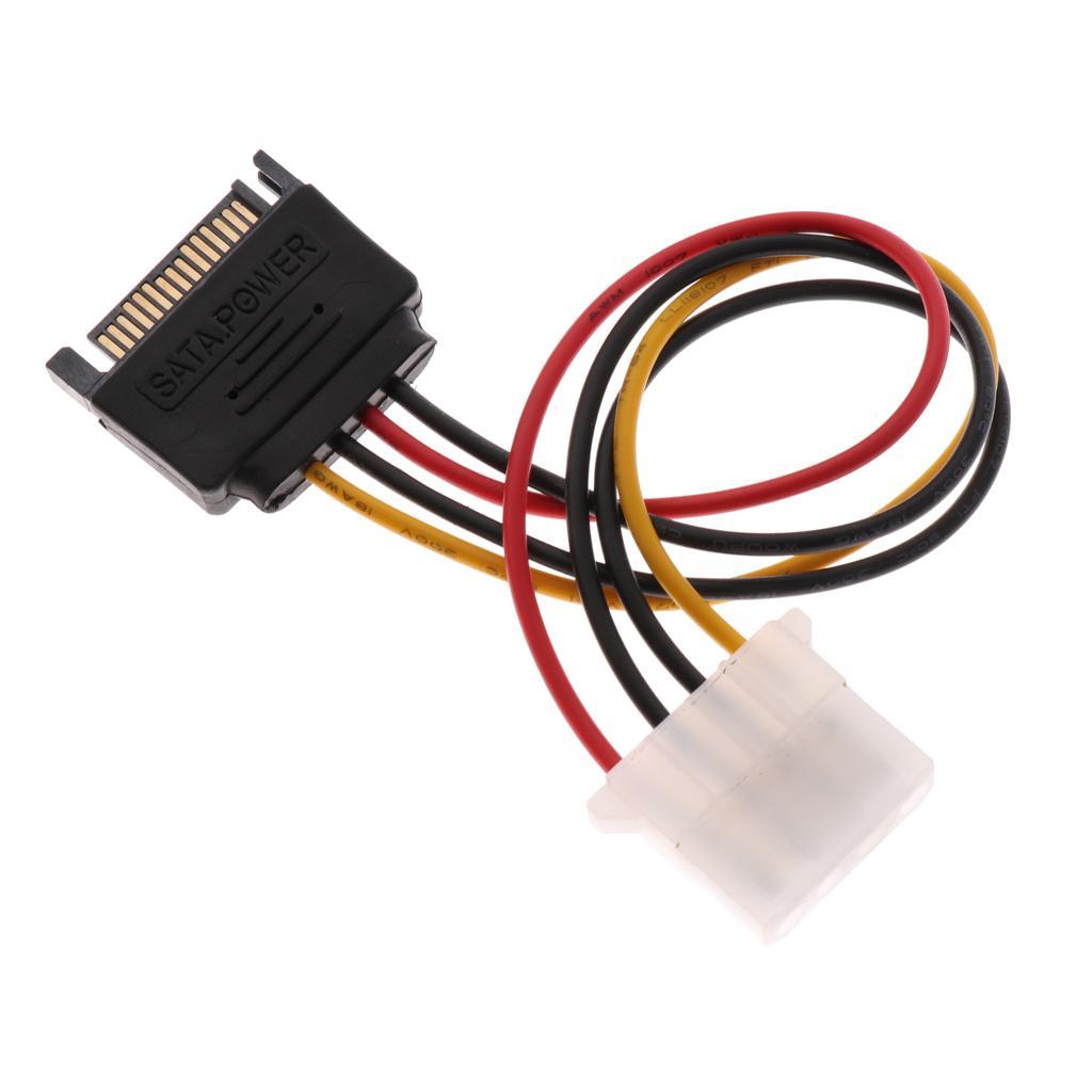 5Pcs 7.7in 4pin Female to 15pin SATA Male Power Adapter Cable for PC Case