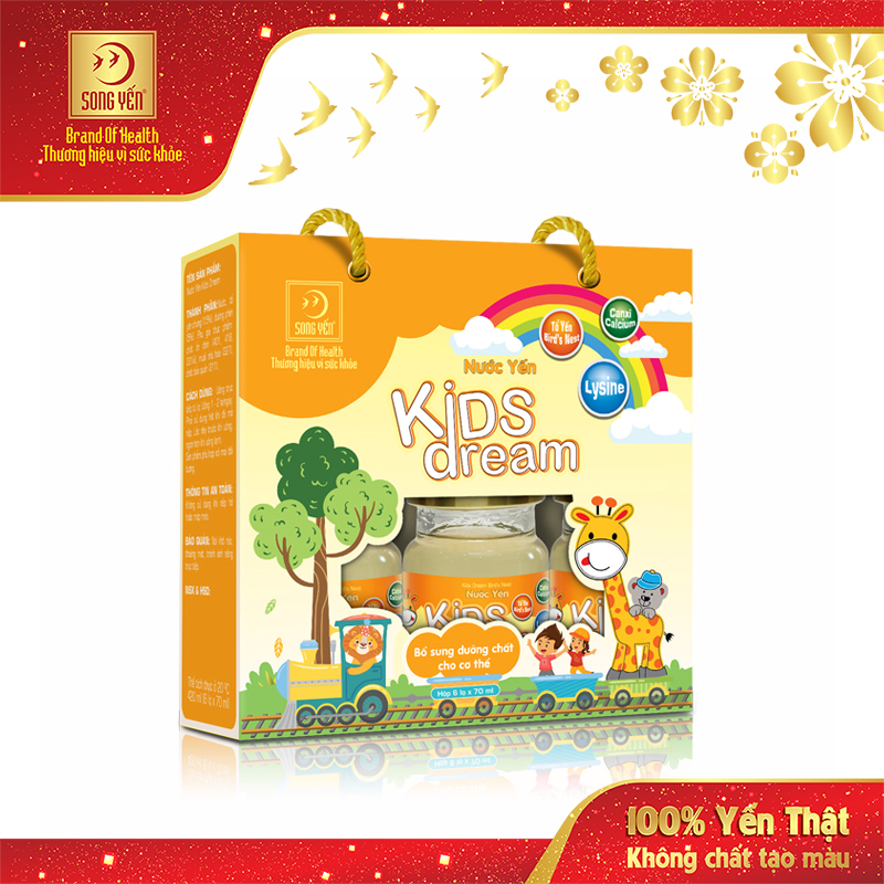 Nước Yến Dành Cho Trẻ Em Kids Lysine - Yến Sào Song Yến (Lốc 6 Lọ x 70ml)