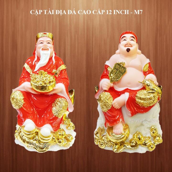 Cặp tượng thần tài ông địa đá cao cấp 12 inch - M7