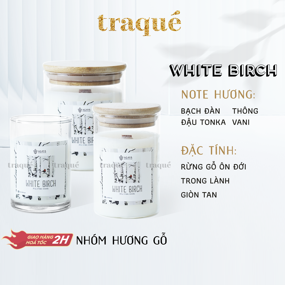 Nến thơm tinh dầu cao cấp không khói an toàn Candle Cup - WHITE BIRCH - M - 200G (CÓ NẮP)