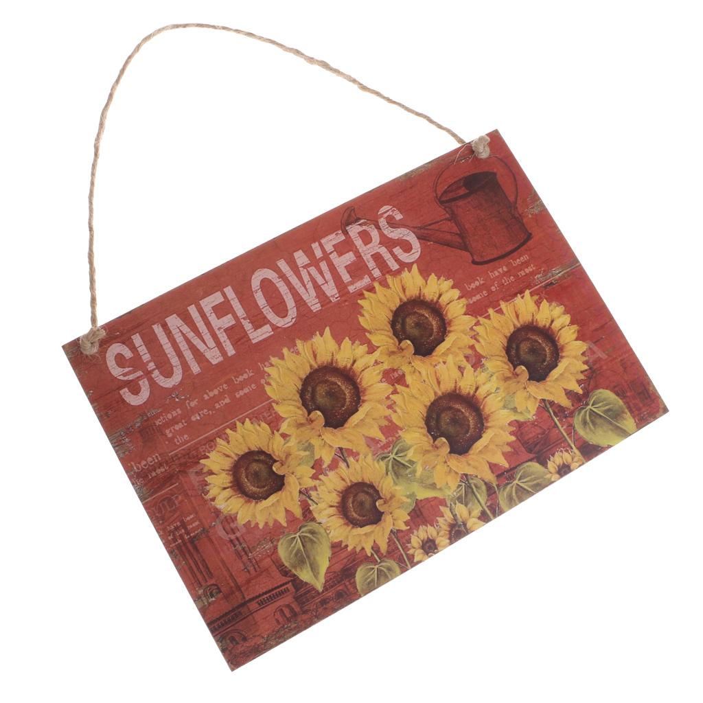 Vintage Sunflower Wooden Plaque Board with Jute Twine Home Wall Hanging Sign