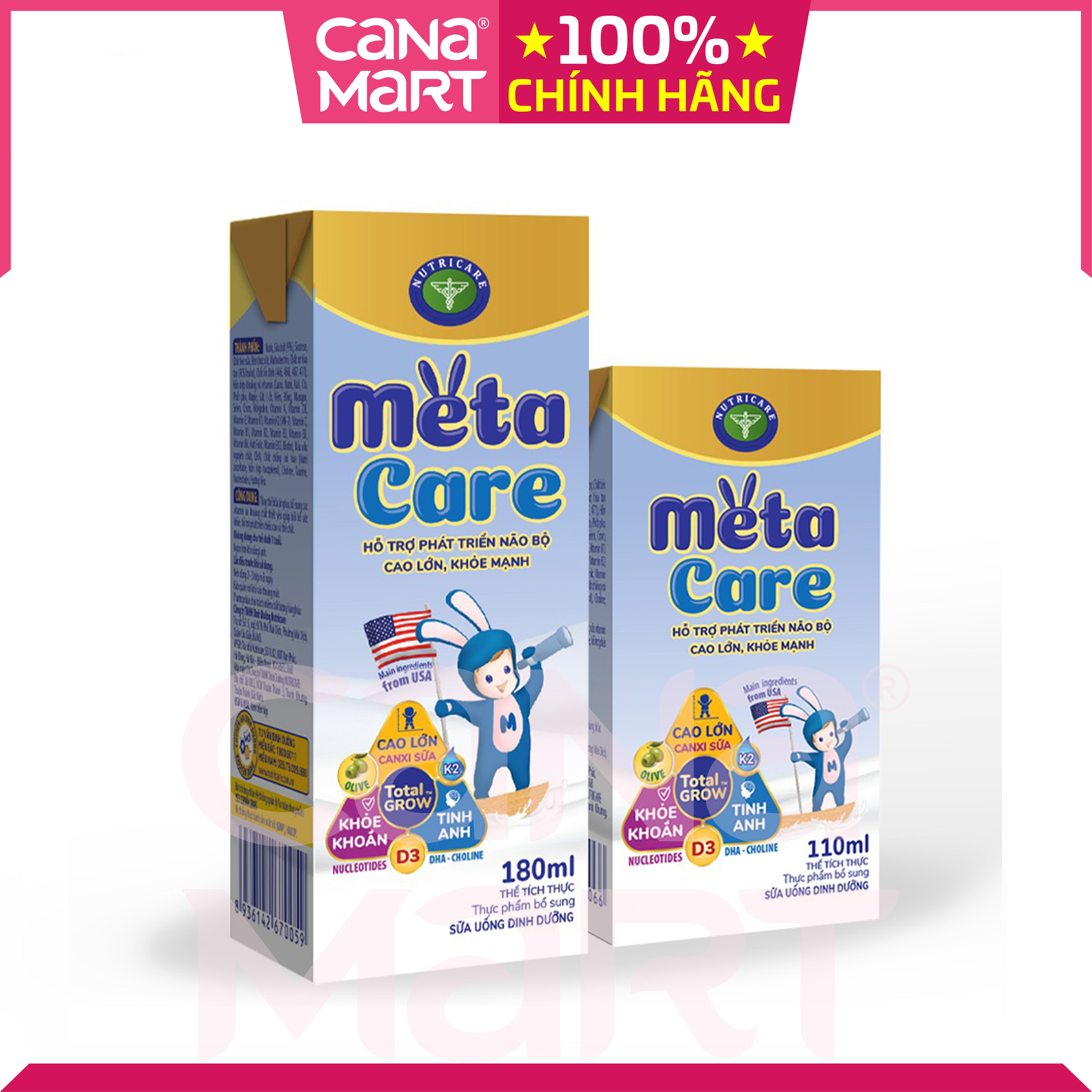 Thùng sữa nước Nutricare Metacare OPTI hỗ trợ hệ tiêu hóa và miễn dich (110ml)