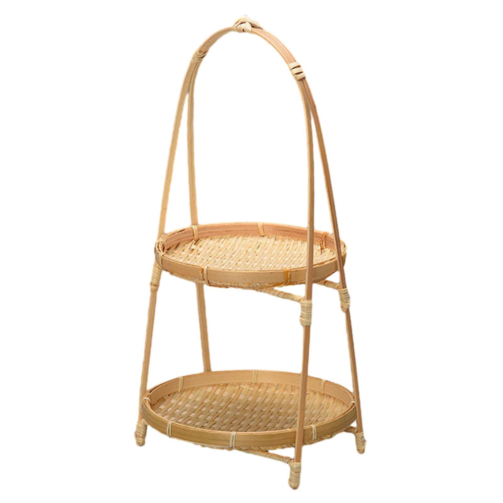 Serving Trays Bamboo Fruit Bowl Kitchen Organizer Decor Fruit Basket Organizer for Kitchen Restaurant Table Home